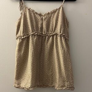 Y2K Gap babydoll Floral Print Tan Women's Top silk cotton M
